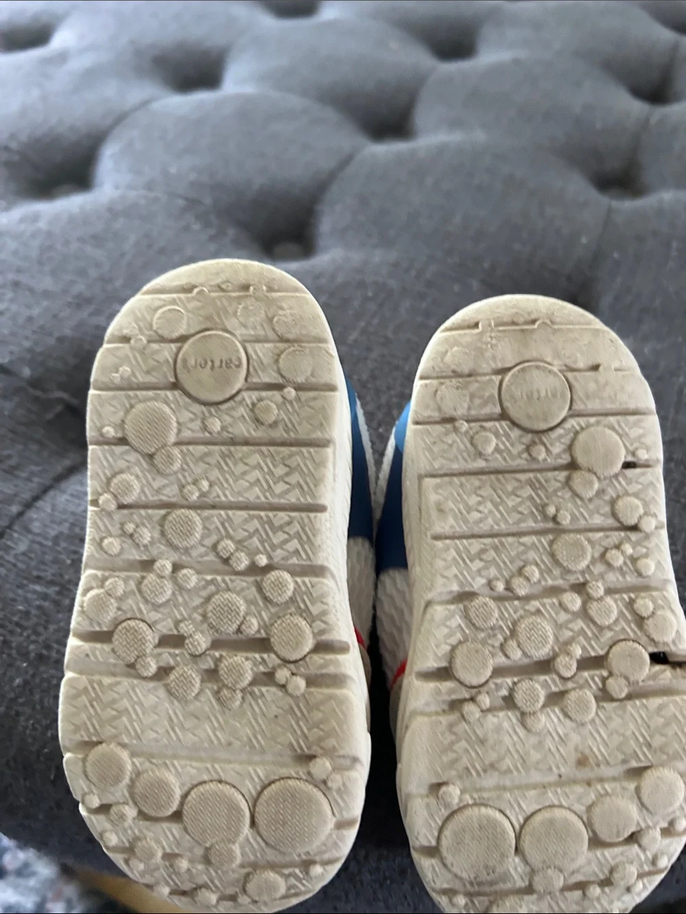 Carter's Cream and Red Toddler Athletic Sneakers with Hook-and-Loop Strap